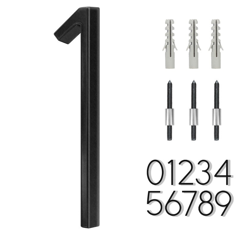 OLADOT 6"" Stainless Steel Floating House Number 1  Metal Modern House Numbers  Mailbox Decor Number with Nail Kit  Coated Black  911 Visibility Signage (Large 1) - Image 1